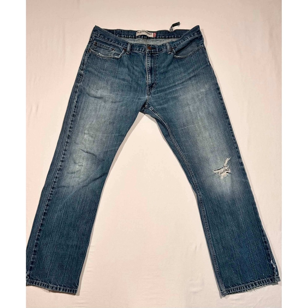 Levis 514 Slim Straight Mens Jeans 38x32 Medium Wash Blue Denim 100% Cotton